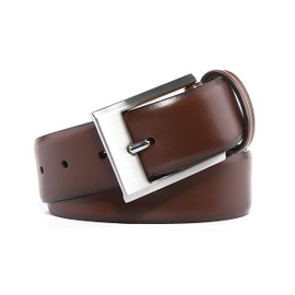 Fabio Valenti Genuine Leather Dress Belts For Men - Mens Belt For Suits, Jeans, Uniform With Single Prong Buckle (34, 1233 Burnt Umber)