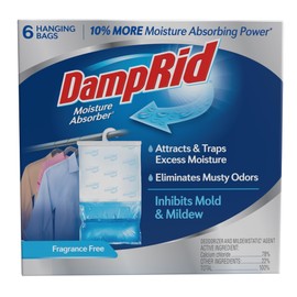 DampRid DampRid Fragrance Free Hanging Moisture Absorber, 15.4 oz., 6 Pack - Eliminates Musty Odors for Fresher Air, Ideal Moisture Absorbers for Closet, 10% More Moisture Absorbing Power*
