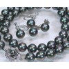 Black Pearl Necklace And Earrings, Black Lip Oyster Pearl 0.4