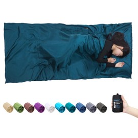Browint Silk Sleeping Bag Liner, Silk Sleep Sack, Extra Wide 87"x43" & 87“x34”, Lightweight Travel Sheet for Hotels, Envelop Style 73“x34”, Hooded Mummy 87“x34”, More Colors, Reinforced Gussets