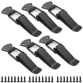 6 Pack Black，Stainless Steel Spring Loaded Toggle Latch, Silver Catch Hasp Clamp Clip Lock with High Quality 304 Stainless Steel Screws for Cabinet, Wooden Case, Box (No Locking Hole, Small/6pcs)