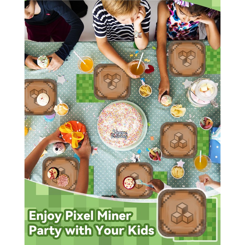 Pixel Gaming Party Supplies Set - Including 9“ Plates and