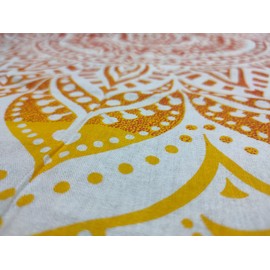 Mandala Round Beach Tapestry Boho Hippie Blanket Bohemian Large Table Cloth Home Decor Yoga Mat Meditation Picnic Rug Throw Hippy Gypsy Tablecloth Roundie (42 Inches, Yellow-Orange)