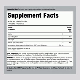 Piping Rock Ashwagandha Gummies Supplement | 75 Count | for Women and Men | Tropical Flavor | Vegan Formula | Non-GMO, Gluten Free