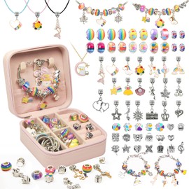 Charm Bracelet Making Kit, 66 Pcs DIY Beaded Jewelry Making Supplies Beads, Bracelet Making Kit for Girls 6-12, Perfect Lovely Gift Birthday (Colorful)