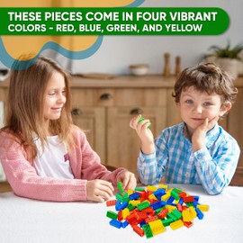 Minizfigs 2x4 Classic Bricks Building Toys 100 PCS: Kids Classroom Must Haves Basic Blocks STEM City Perfect for Young Builders Creative Building Toy Set for Boys Girls - Red/Blue/Green/Yellow