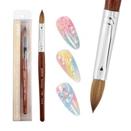 PANA Size # 12 Oval Crimped Shaped Wood Handle Acrylic Nail Brush Professional Salon Quality Pure Kolinsky Hair Bristles (Size # 12, Mahogany)