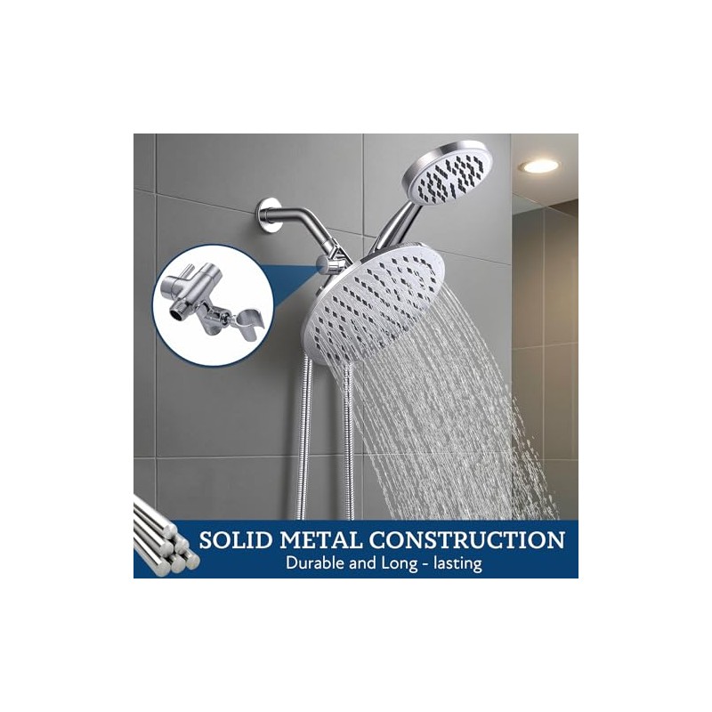 G-Promise Solid Metal Shower Arm Diverter with Holder for Hand