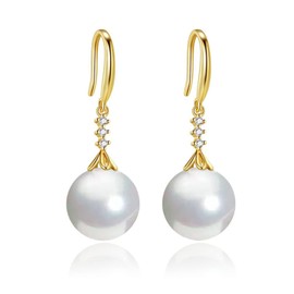 Salanda Pearl Drop Earrings Set, Gold Plated Pearl Dangle Earrings for Women Girls, mm, Brass, No Gemstone