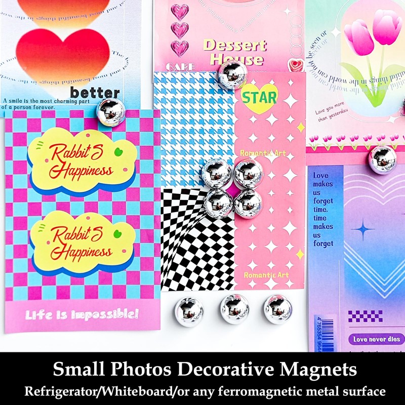 Janvelle Silver Fridge Magnets 12PCS Small Round Magnet for Refrigerator