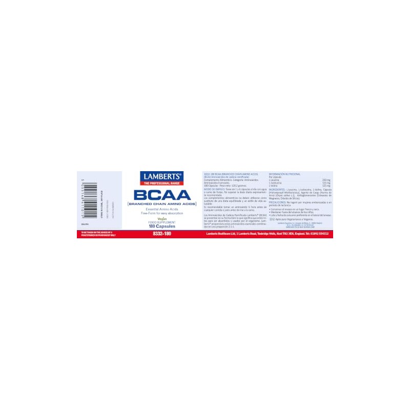 Lamberts BCAA Capsules – Branched Chain Amino Acids – 180