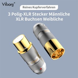 Viborg Pure Copper Male XLR Plug Soldering + XLR Female Female Gold-Plated Contacts for Cable Diameter 11 mm (XM202G+XF202G)