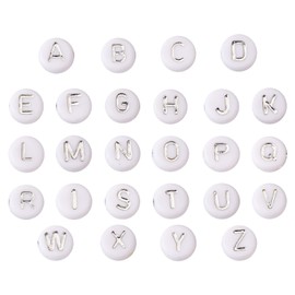 Cheriswelry 1728pcs 7mm Assorted White Silver Acrylic A-Z Letter Alphabet Beads Flat Round Disc Coin Pony Beads 26 Letters Spacer with Container Box for DIY Bracelet Necklace Jewelry Making Supplies