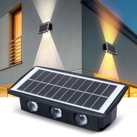 Fohil Solarlampen für Außen, Up an Down Wandlampe Solar, 1500mAh Solar Außenwandleuchten, IP65 wasserdicht 6LED Super Hell Solarlampen Aussen für Garten Hof, Garage, Balkon, Zaun, Veranda Gartendeko