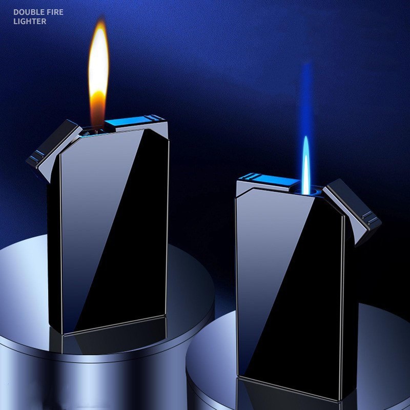 Dual Flame Square Shape Torch Lighter, Switchable Torch Jet &