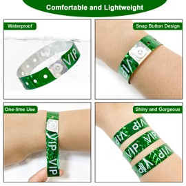 Ouchan Holographic VIP Plastic Party Wristbands Green - 500 Pack Vinyl Wristbands for Events Club Music Meeting