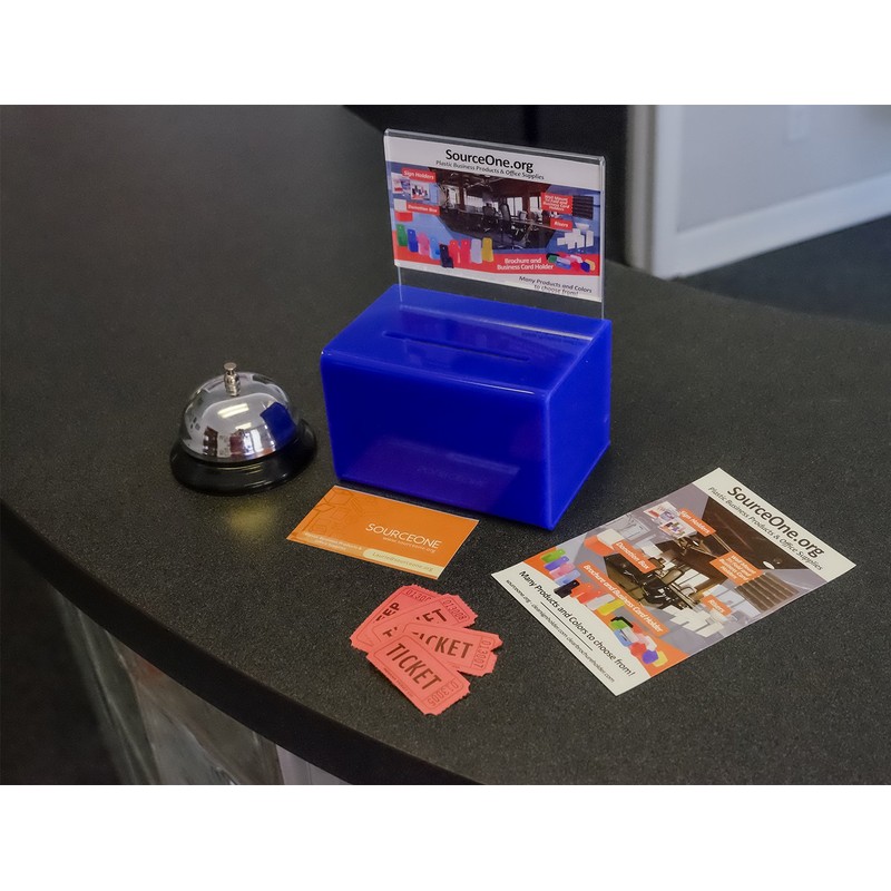 Blue Donation Box w/Sign Holder and Lock