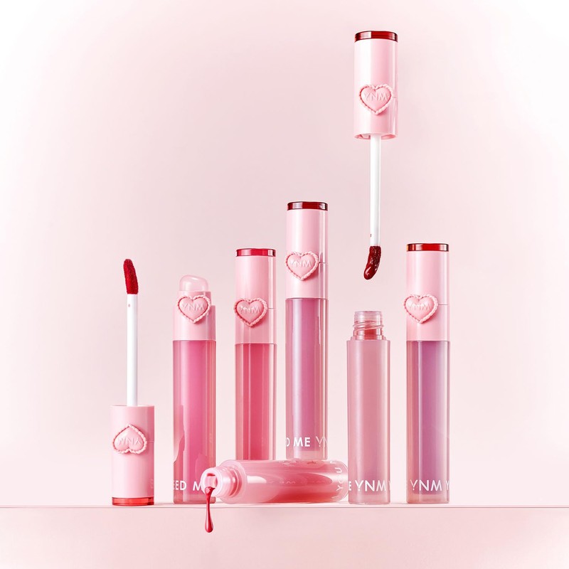 YNM Heart Jelling Tint, CHERRY JELLING, Silicone Lip Brush Included,