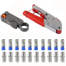 DIANN Coax Cable Crimper Coaxial Compression Tool Kit Wire Stripper with with 5pcs RG6 F Type Connector and 5pcs RG6 Coax Cable Extender (22pcs)