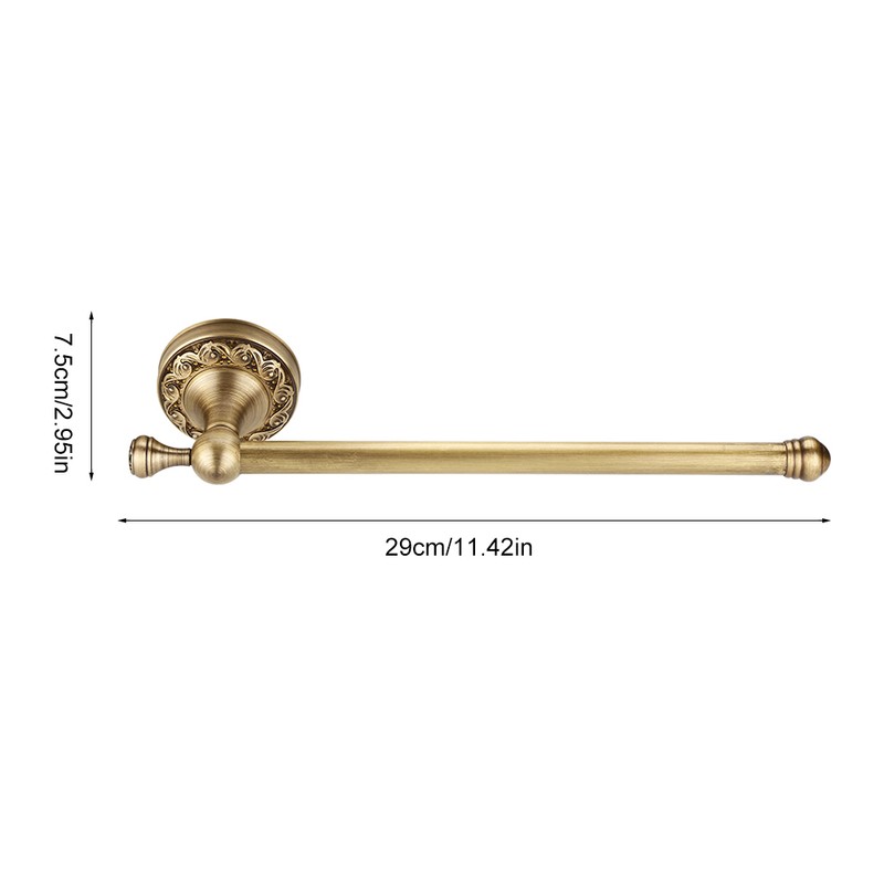 Antique Brass Bathroom Towel Holder Rack Single Pole Bar Clothes