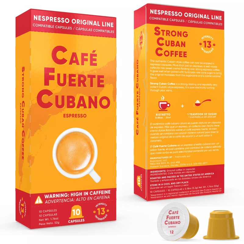 Cafe Fuerte Cubano, Espresso Pods, Nespresso Original Line Compatible Capsules