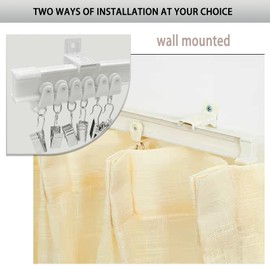 Ceiling Curtain Track, Curtain Track Ceiling Wall Mount – Two Ways To Install, 16 Ft Curtain Track Room Divider Flexible Sliding Curved Rv Curtain Track System Track Hooks for Bay Window