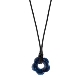 tenghong2021 Flower Charms Pendant Necklaces for Women Y2K Black Leather Colorful Acrylic Flower Shape String Necklace Cord Acrylic Flower Red Pendant Necklace for Women Jewelry-Dark Blue