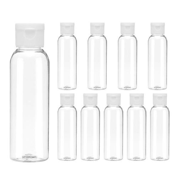 uxcell 2 Oz Plastic Bottles with Flip Caps, 10 Pcs