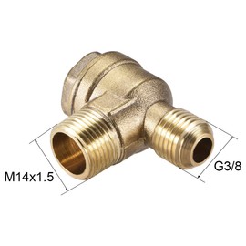uxcell Air Compressor Check Valve 90 Degree Male Threaded Brass Connector PT3/8 x M14x1.5 2Pcs