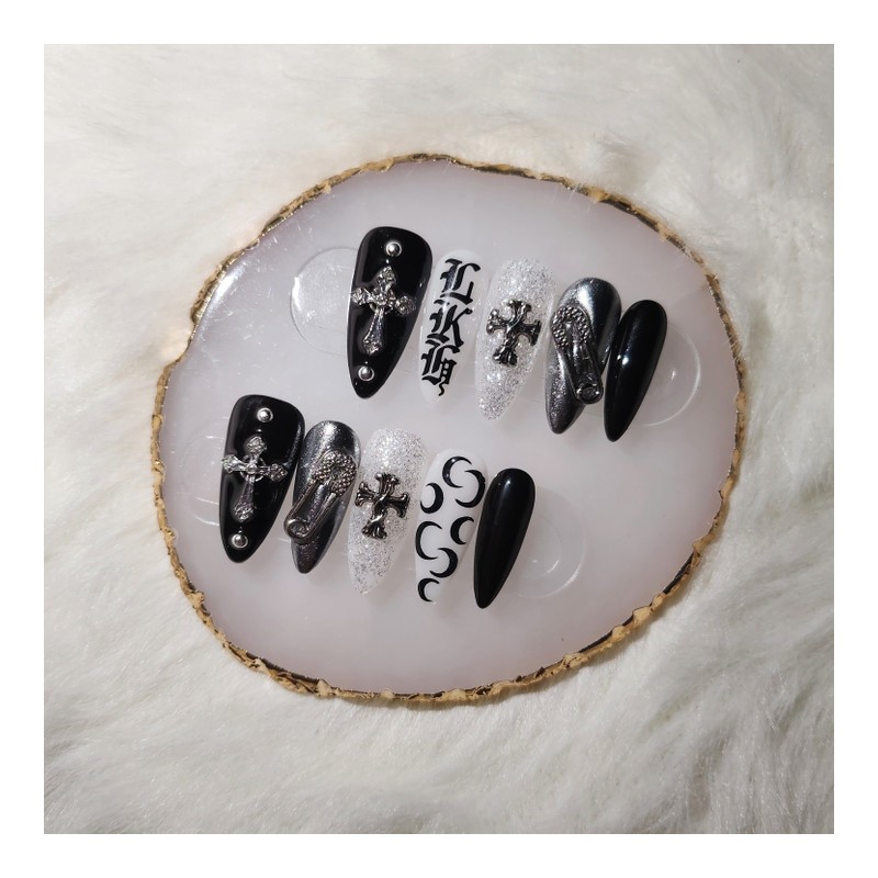 [Handmade nail tip] steel luv - Oval / [수제네일팁] steel