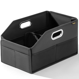 Car Seat Organizer, Front Seat Car Organizer with 6 Side Pockets, Collapsible Leather Car Organizers with Elastic Bands can Hold Cups, for Passenger Seat and Backseat, Car Travel Essentials, Black