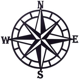 ESTART 17 Inches Metal Decorative Nautical Compass Wall Decor, Living Room Bedroom Office Porch Garden Patio Signs Wall Hanging Art Beach Theme Home Decoration, Large Size