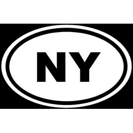 New York Sticker NY Euro White Oval Window Vinyl Decal - Die cut vinyl decal for windows, cars, trucks, tool boxes, laptops, MacBook - virtually any hard, smooth surface
