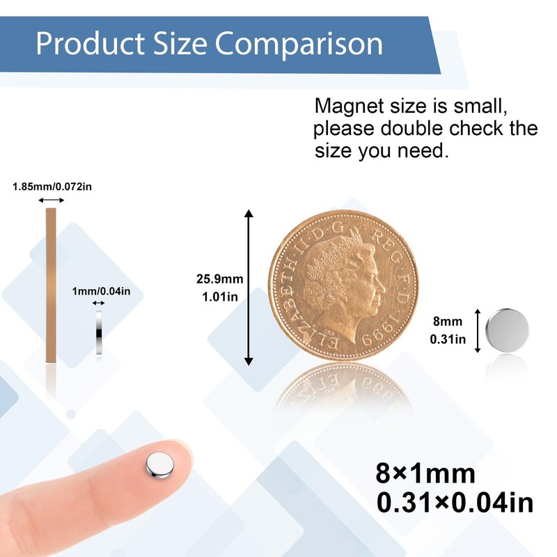 MAGABALLNET 100 Pack 8×1mm Strong Mini Magnets, Neodymium Magnets, Magnet