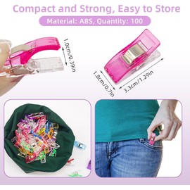 GeeRic 100 Clips de Costura Multiusos,Clips de Costura Pinzas Costura de Colores para Coser, Hacer Colchas Encuadernación, Manualidades