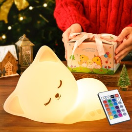 【REMOTE + GIFTS PACKAGE】Cat Night Light for Kids,16 Colors Dimmable Teen Girl Gifts Trendy Stuff, TAP for Fun Cute Stuff for Teen Girls,Cute Stuff Room Decor for Teen Girls,Teen Girl Gifts for Girls