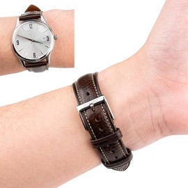 Gomvadr Leather Watch Strap Vegetable Tanned Top Grain Leather Strap, 16 18 19 20 21 22 mm Quick Release Replacement Straps, 20mm, Leather, No Gemstone