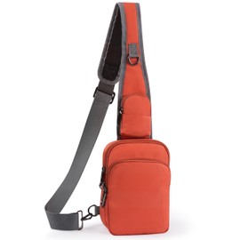 VADOO Sling Bag, Crossbody Bag with Zipper Lock, RFID Blocking & Water Resistant for Men and Women - Small Fanny Pack for Travel (Orange)