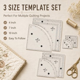 3 Set Drunkards Path Quilting Templates,Acrylic Rulers with 1/4" Seam Allowance, Precision Cutting Stencils for DIY Patchwork & Sewing Crafts(Clear, 10 7 4)