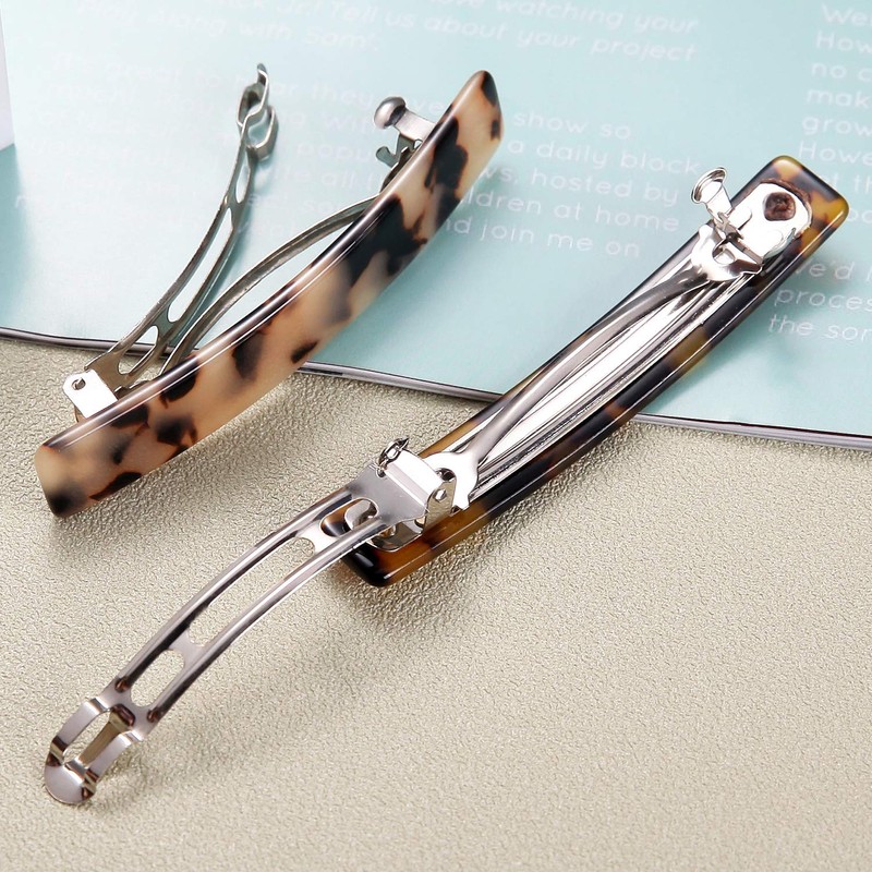 Eyegla 2PCS French Design Hair Barrette Tortoise Shell Celluloid Rectangle