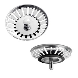 OcioDual Sink Strainer Plug, Diameter 83 mm, Stainless Steel Waste Filter Drain Basket for Sink