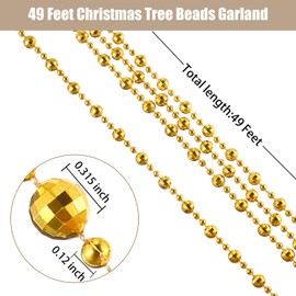 Pangda 49 Feet Christmas Tree Beads Garland Strands Chain for Christmas Wreath Decoration Table Centerpiece (Red)