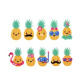 VETPW 5D Diamond Art Painting by Numbers Kit for Adult Beginners, DIY Diamond Full Drill Painting Stickers with Pineapple Pattern for DIY Stickers Arts Crafts (10 PCS)