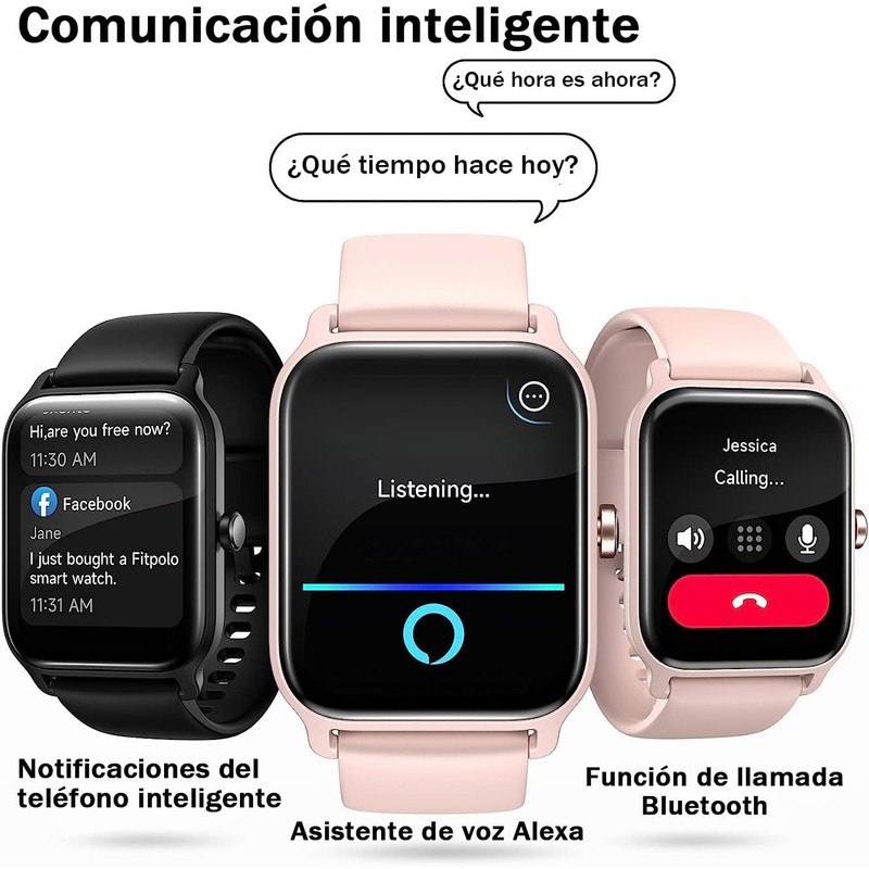 Reloj Inteligente smartwatch para Hombre Mujer Llamada Bluetooth, Pantalla Táctil