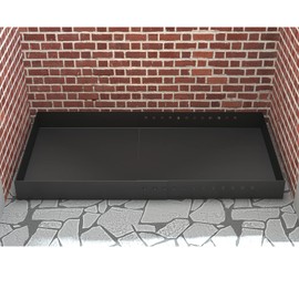 Flehomo Adjustable Fireplace Tray, 13 Inch Front to Back with Adjustable Length Galvanized Steel Ember Holder with Powder Coating, Expandable Ash Pan for Ash Collection, Black Color, Rectangle