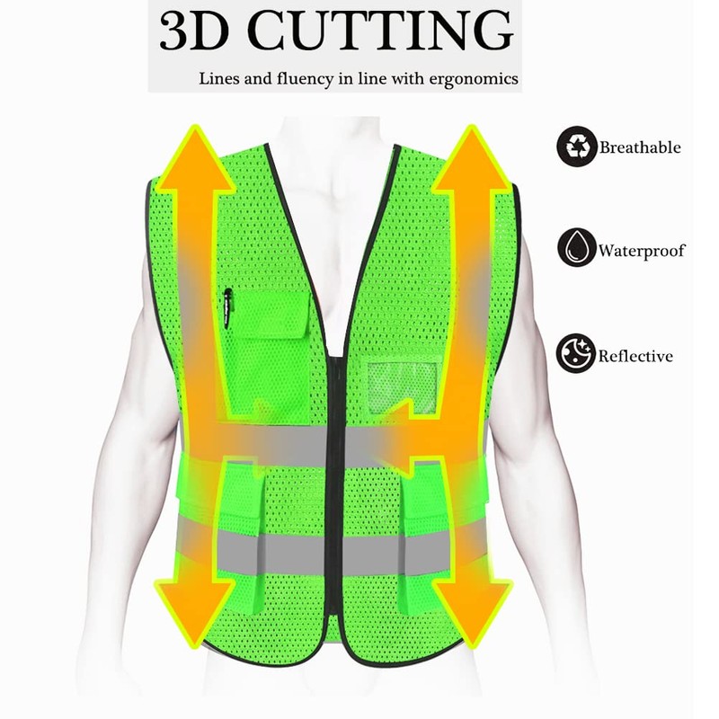 HYCOPROT High Visibility Mesh Safety Reflective Vest with Pockets and