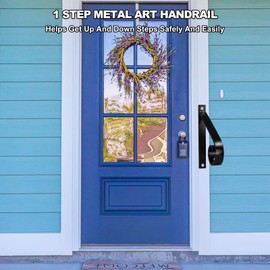 12inch Handrail for Outdoor Steps,1 Step Stair Handrails-Wall Mounted Wrought Iron Hand Railing-Powder Coated Carbon Steel-Metal Art Single Step Handrail-Step Grab Rail for Indoor Outdoor Stair Step