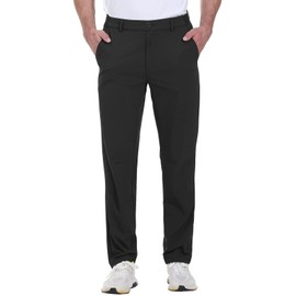 Rdruko Golf Pants Men Stretch Relaxed Fit Business Casual Pants Dry Fit Lightweight(Black,US 34)