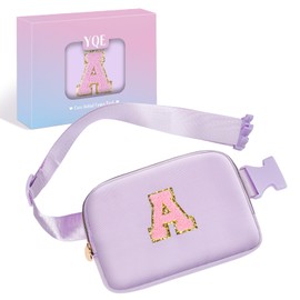 Birthday Gifts for Girls, 4 5 6 7 8 9 10 11 12 13 14 Year Old Girl Gifts for Teens Kids Daughter Sister Her, Cute Initial Fanny Pack Belt Bag Crossbody Bag Trendy Stuff for Girls Teen (Purple, A)