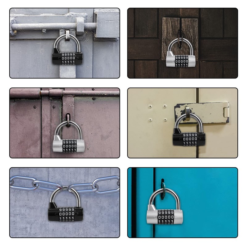 Hedume 2 Pack 5-Digit Horizontal Combination Padlock, 5 Digit Combination